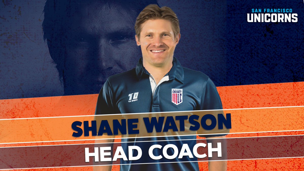 Coach Watto 🤩✨

A cricketing icon with a championship DNA🧬, @ShaneRWatson33 will be at the helm as our Head Coach🧢.

Let's give him a #SparkleArmy welcome 🤗

#SFOUnicorns #MLC2023 #MajorLeagueCricket