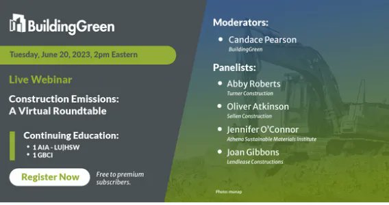 It's today!!  As contractors track emissions from jobsites, many are finding bigger impacts than expected. We'll talk with leading experts about estimating & tracking construction emissions and best practices. CEUs; free to subscribers. buff.ly/3OP7GoI
 #construction