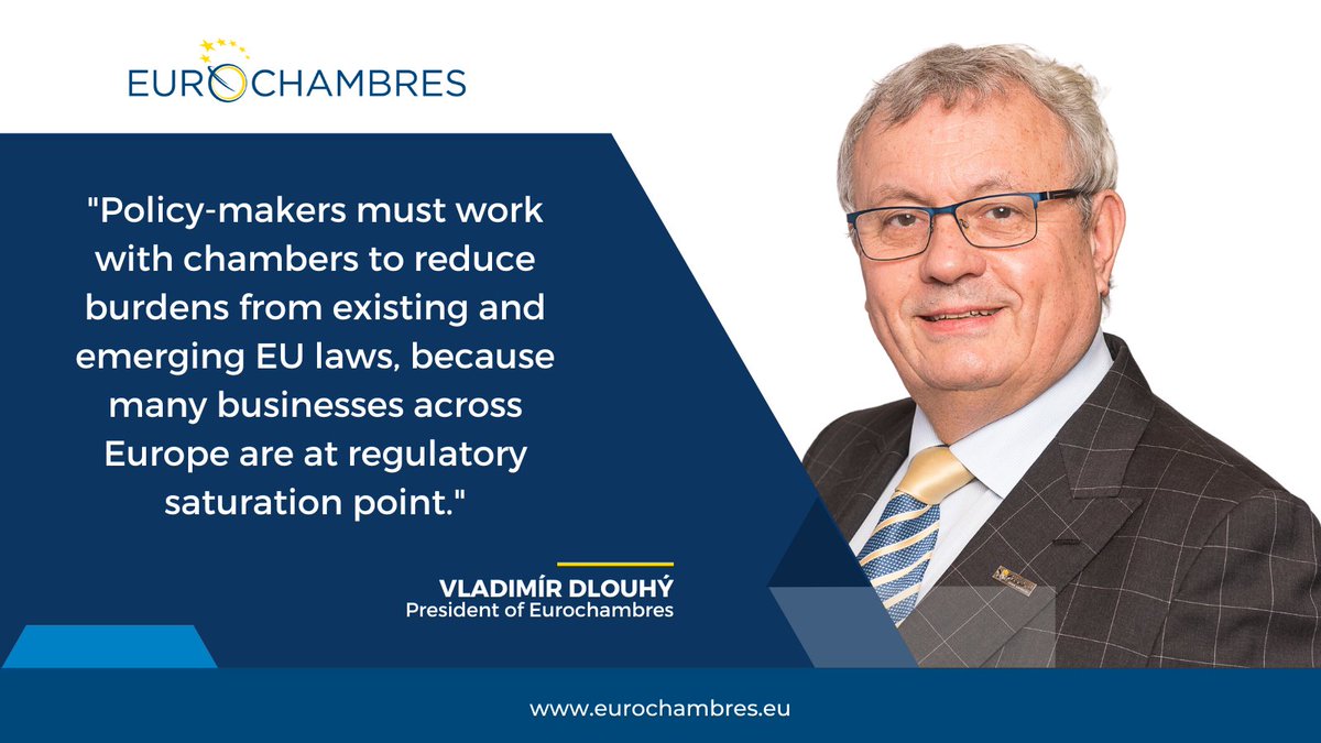 At their General Assembly in Geneva today, Eurochambres’ members called on policy makers to use the last 12 months of this EU term to strengthen Europe’s competitiveness and to redress the regulatory imbalance⤵⤵ bit.ly/ECH_Regulatory… Our President, @VladimirDlouhy commented: