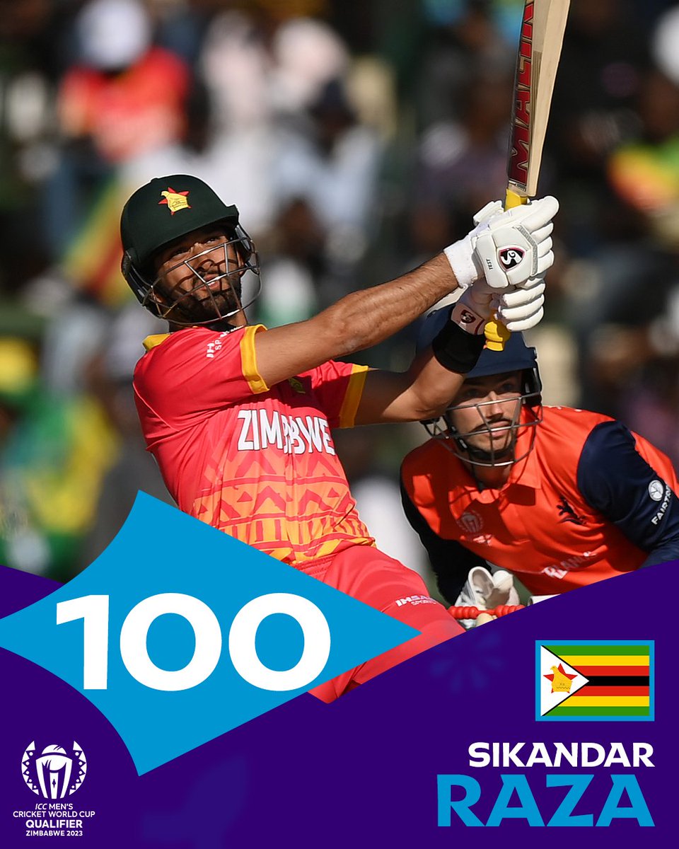 cricketworldcup's tweet photo. Sikandar Raza, take a bow 🙇‍♂️

📝: #ZIMvNED: https://t.co/6sP9VYrxb0 | #CWC23 https://t.co/Dt1C7w1B0q