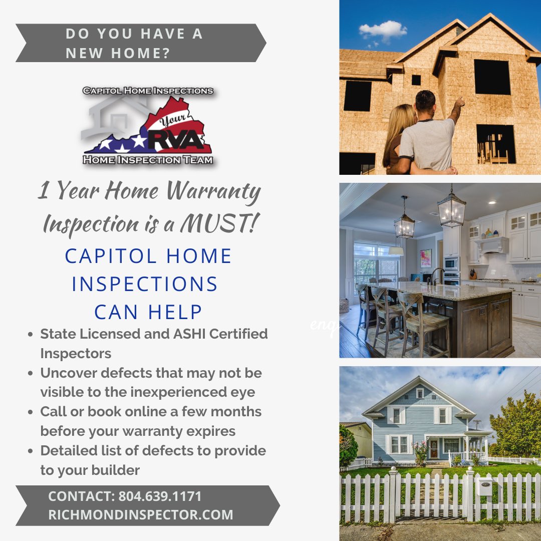 inspectrva's tweet photo. #CHI #TipTuesday ~ Is your warranty on your NEW home expiring soon? Get a Home Warranty Inspection...We can provide a detailed defect list for your builder! 804.639.1171 https://t.co/DKL9aBzffP #InspectRVA #HomeInspection #RealEstate https://t.co/4WzwUsNcCx