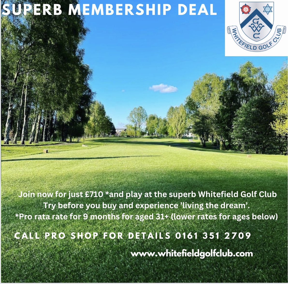 WhitefieldGolfC's tweet photo. The sun is coming back ☀️out so here’s an offer you can’t refuse. Great membership deals at Whitefield Golf Club #comps #swingroom #rollups #dreamgolf ⛳️🙌. 

Re tweet for a chance to win a FREE 4 ball. Random winner drawn 11th July https://t.co/mYCPnYcz2Z