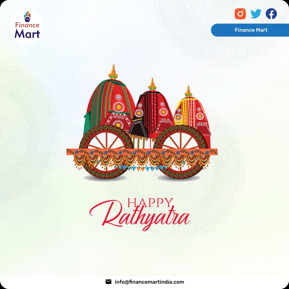 finance_mart's tweet photo. Happy Jagannath Rath Yatra! May Lord Jagannath bless you with happiness and prosperity.      

#rathyatra #puri #jaijagannath #jagannathpuri #lordjagannath #jagannathswami #love #harekrishna #radheradhe #lordkrishna https://t.co/8CoOLU4s2U