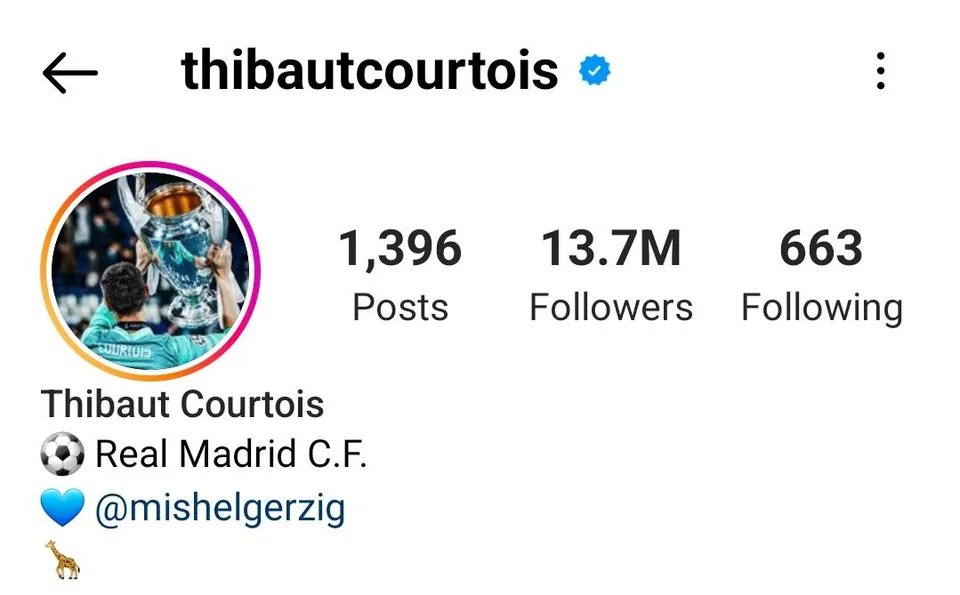 Thibaut Courtois has removed 'Belgian Red Devils' from his Instagram biography. 🇧🇪