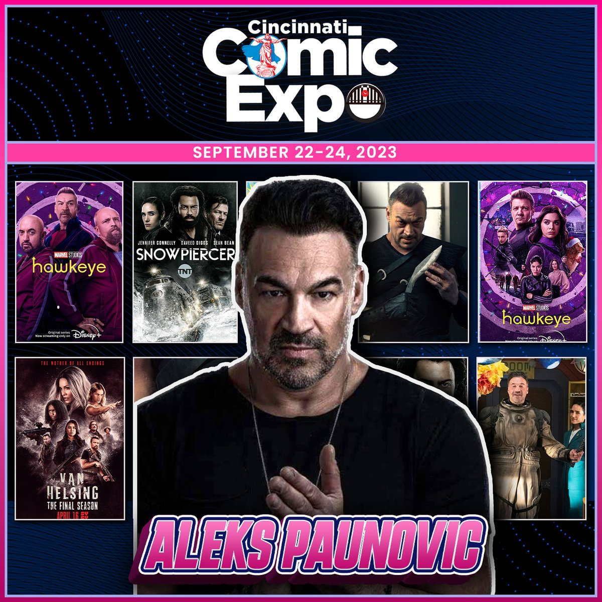 Aleks Paunovic is coming to the Expo! Featured in over 100 projects, <a href="/alekspaun/">Aleks Paunovic</a> credits include <a href="/CW_Arrow/">Arrow</a>, <a href="/SYFYVanHelsing/">Van Helsing</a>, <a href="/hawkeyeofficial/">Hawkeye</a>, <a href="/SnowpiercerTV/">Snowpiercer</a>, <a href="/CWiZombie/">iZombie</a>, <a href="/seeofficial/">SEE</a>, <a href="/ZC_Universe/">Zero Contact</a> and more. Get admission: tinyurl.com/2fwp25vm #tracksuitmafia #genzeroes