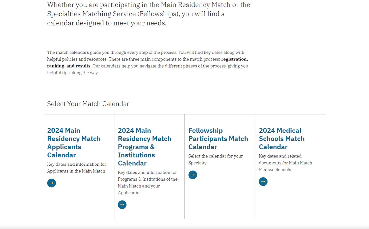 The 2024 Main Residency Match and SOAP calendar has been posted on our website! ow.ly/lOBz50OSMew. We have a specific calendar for each Match participant type - applicants, medical schools, and programs/institutions. #Match2024 #MedEd