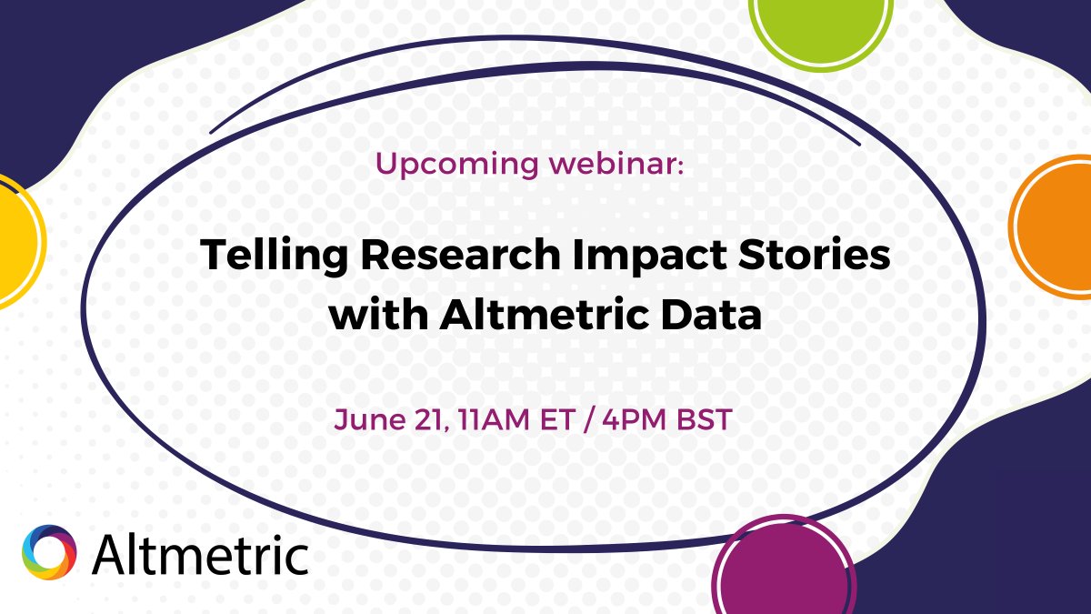 ⏰ Only one day to go until our webinar, 'Telling Research Impact Stories with Altmetric Data'. ⏰ 

Don't miss the chance to learn how to leverage altmetrics to communicate #ResearchImpact in unique ways.  

Register now: ow.ly/oQpj50OQco2