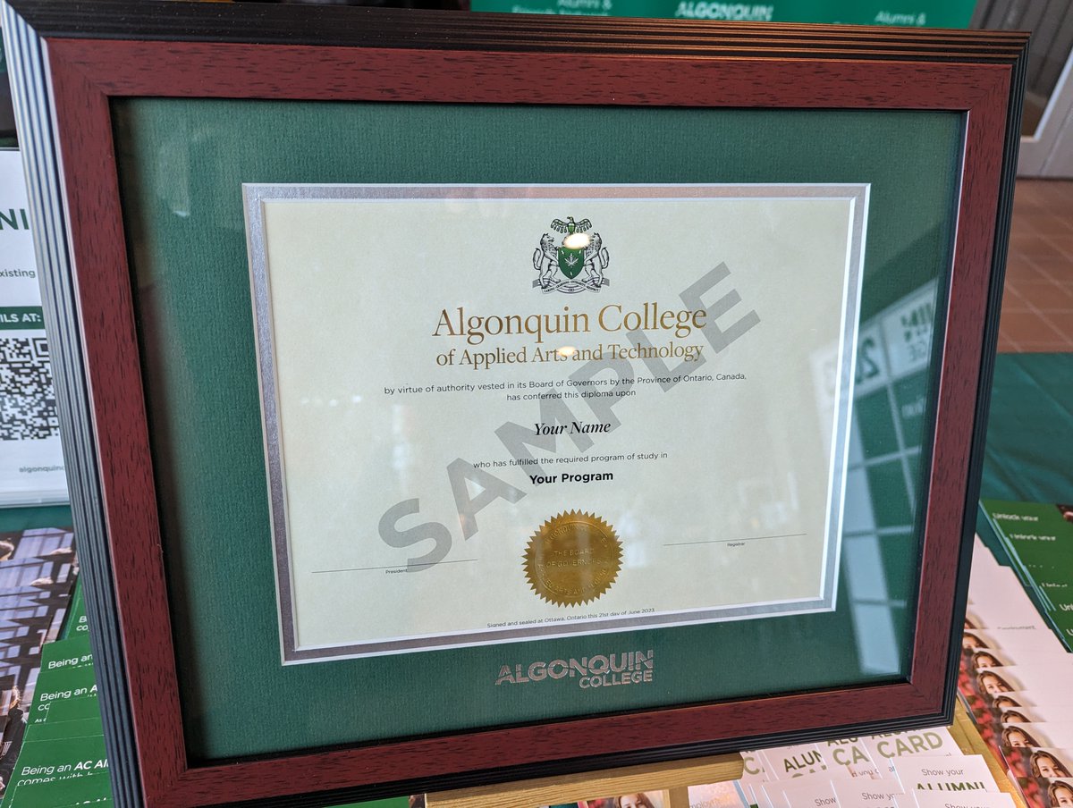 Win a diploma frame by updating your contact information with us! Three winners will be drawn on Friday, June 23, 2023 after convocation ceremonies. algonquincollege.com/alumni/contact… #Algonquin2023