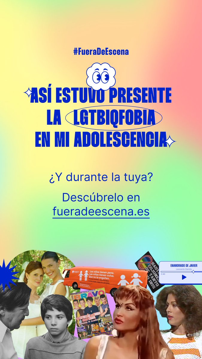 mariomnts's tweet image. Es el mes del Orgullo LGTBIQ+ 🏳️‍🌈 y @ignacioincera y yo hemos montado esta web para descubrir qué referencias negativas vivimos durante la adolescencia.

¡Probadlo con vuestro año de nacimiento! ¿Nos ayudáis a difundirlo con RT? 🙏 #FueraDeEscena

➡️ fueradeescena.es