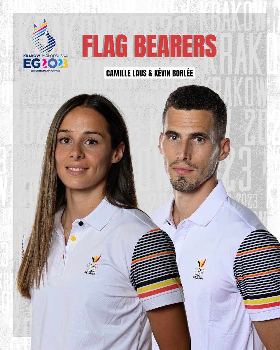 Olympians and 4x400 team captains Kévin Borlée and <a href="/CamilleLaus/">Camille Laus</a> will be the flagbearers for the European Games in Kraków opening ceremony. 
 
#WeAreTeamBelgium #FlagBearers