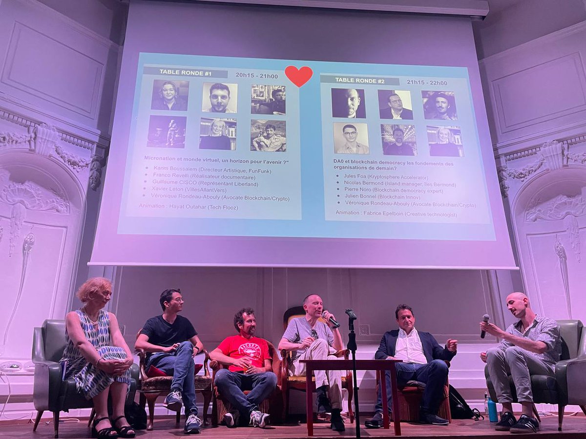 #DAOFest #Marseille merci merci merci <a href="/HayatOutahar/">Hayat Outahar</a> <a href="/epelboin/">Fabrice Epelboin</a> <a href="/Thibio_/">thibaut brousse</a> @vabouly @Jules_Foa <a href="/jbonnel/">Julien Bonnel 🌱 🧠 🚀 ✨</a> <a href="/InnovBlockchain/">Blockchain Innov #Web3 #CryptoActifs #Tokens #NFT</a> <a href="/Liberland_org/">Liberland</a>  @mybitnation <a href="/LaPlateformeIO/">La Plateforme_</a> <a href="/agence50A/">50A</a> #micronation #blockchain #DAO via <a href="/ilesBermond/">îles Bermond</a>