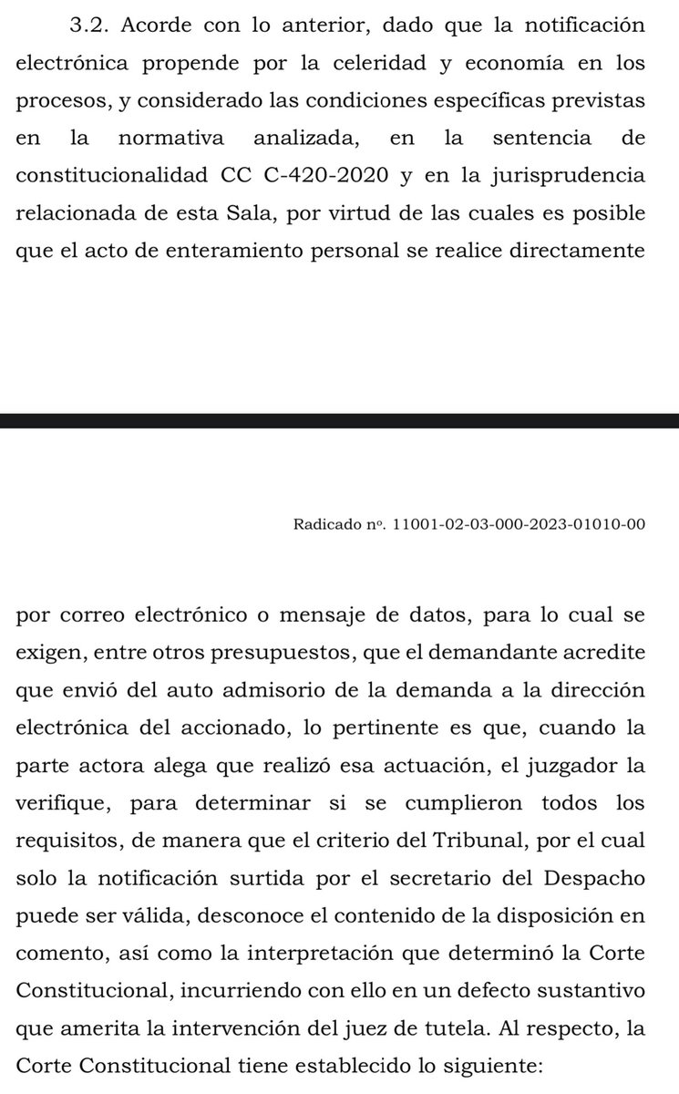elmeroTenedor's tweet photo. Sentencia completa:

1.  La notificación personal regulada en el art. 8 de la Ley 2213/22 puede hacerla la parte o el secretario del juzgado. 

2. La captura de pantalla de un mensaje de datos tiene valor.

Link ⤵️
https://t.co/HJFJtJCSkP https://t.co/Iyg229TAXF