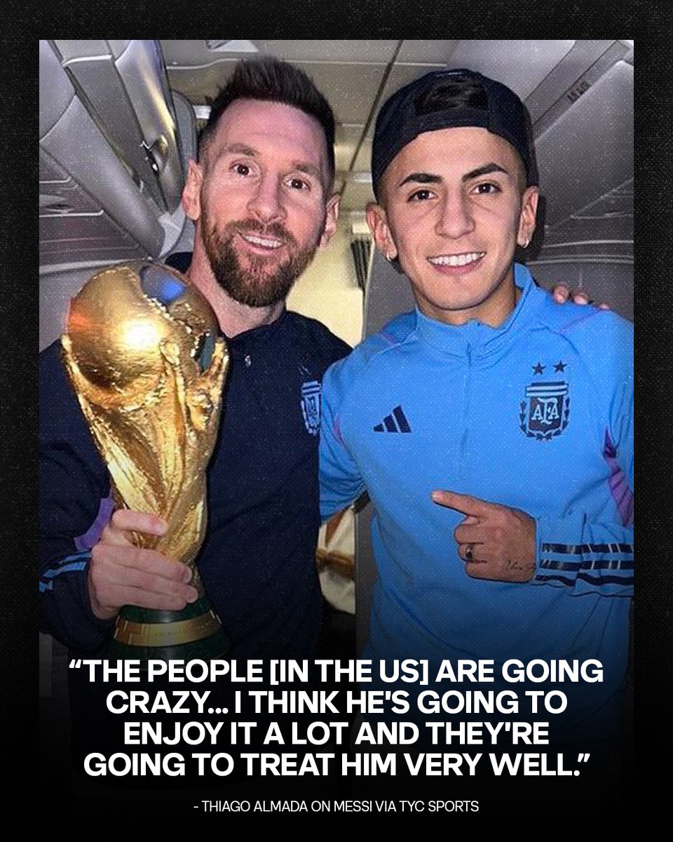 Thiago Almada is confident his Argentine teammate Leo Messi is going to like MLS life. 

📰: soc.cr/46aSGbc