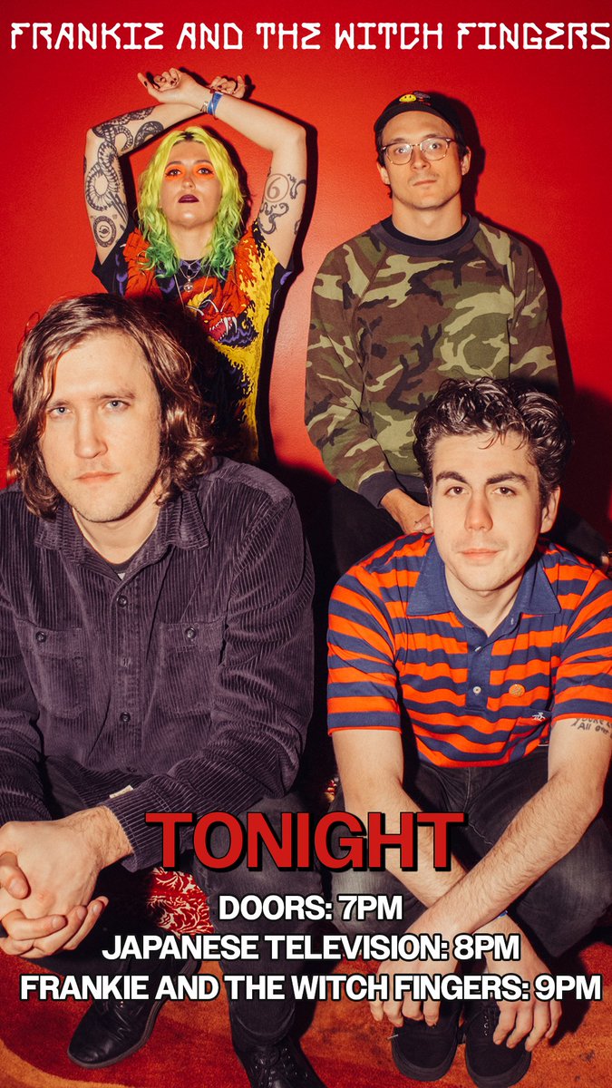 TONIGHT! <a href="/thewitchfingers/">Frankie and the Witch Fingers</a> play Oslo w/ <a href="/JapaneseTVband/">Japanese Television</a> !

Doors 7pm
Japanese Television 8pm
Frankie &amp; The Witch Fingers 9pm

Last Tickets 🎟oslohackney.com/events/frankie…