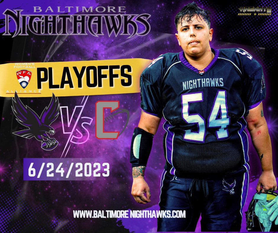 We have Playoff football going down this Saturday, 6/24 in #ColumbusOH, coming off of a dominate 57-0, win in their last game of the regular season, <a href="/BNighthawks/">Baltimore Nighthawks</a> have their sights focused on victory in #Columbus 

Round 1 <a href="/WFAfootball/">Women's Pro Football</a> Playoffs
.<a href="/BNighthawks/">Baltimore Nighthawks</a> vs <a href="/ChaosColumbus/">Columbus Chaos Women's Football</a>