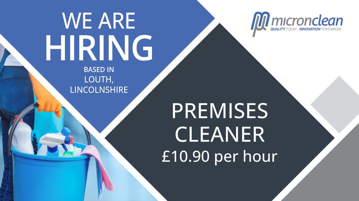 APPLY NOW - Premises Cleaner
Louth, Lincolnshire.
£10.90 per hour

For more information and to apply, visit: ow.ly/r3b850OSKvH

#Cleaner #PremisesCleaner #LouthJobs #Louth #LincsJobs #Micronclean