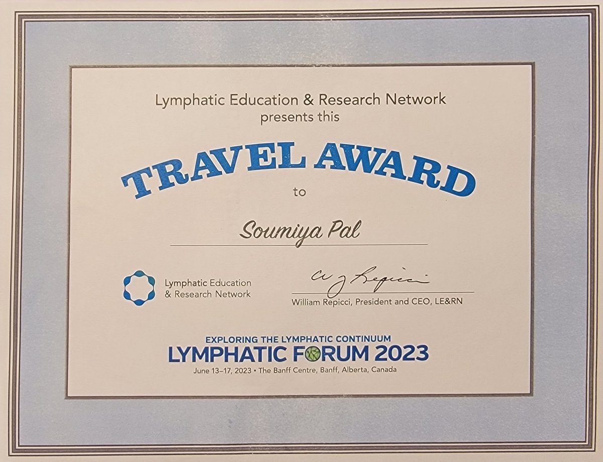 palsoumiya's tweet photo. It was great to get the opportunity to present our research at #LymphaticForum2023, that too in beautiful Banff! Team UAMS had a strong presence as well! Thank @LymphaticNet for the travel award and putting this together with @vascularbiology! @uamshealth @UAMSGradSchool https://t.co/iueAByPZ86