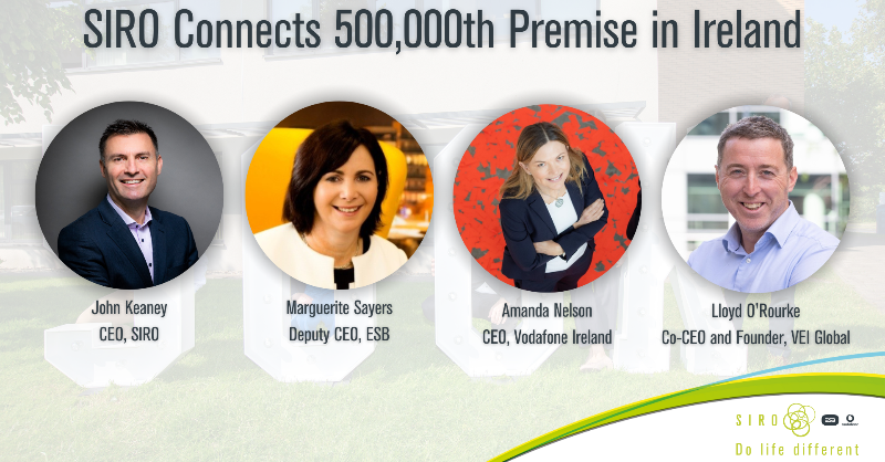 SIROIreland's tweet photo. What does SIRO connectivity mean for homes and businesses in Ireland today? Take a listen to the key members of the partnership behind our network and from our 500,000th premise VEI Global.
#DoLifeDifferent #500k #SIRO #ConnectWithConfidence