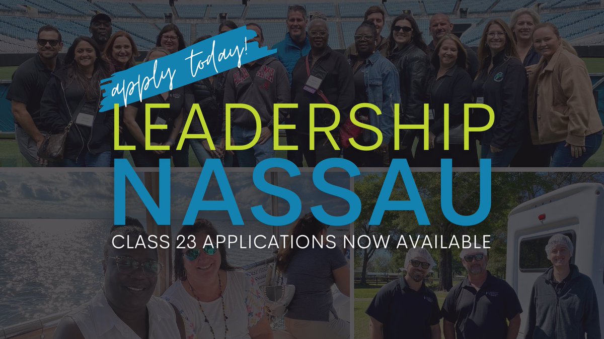 The deadline to apply for #LeadershipNassau Class 23 is TOMORROW! For additional information about the program & to download an application, click the link below. Applications must be submitted no later than Friday, June 30th by 5:00 PM. #WeAreTheChamber

bit.ly/LeadershipNass…