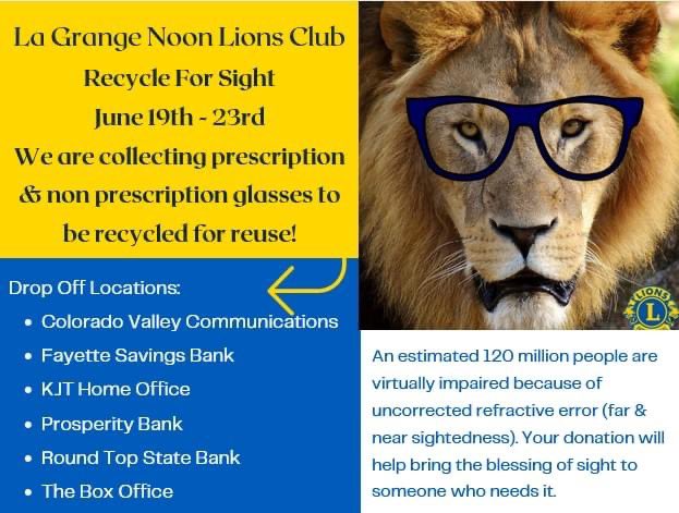 #lagrangenoonlionsclub #recycleeyeglasses #LionsClubInternational #weserve