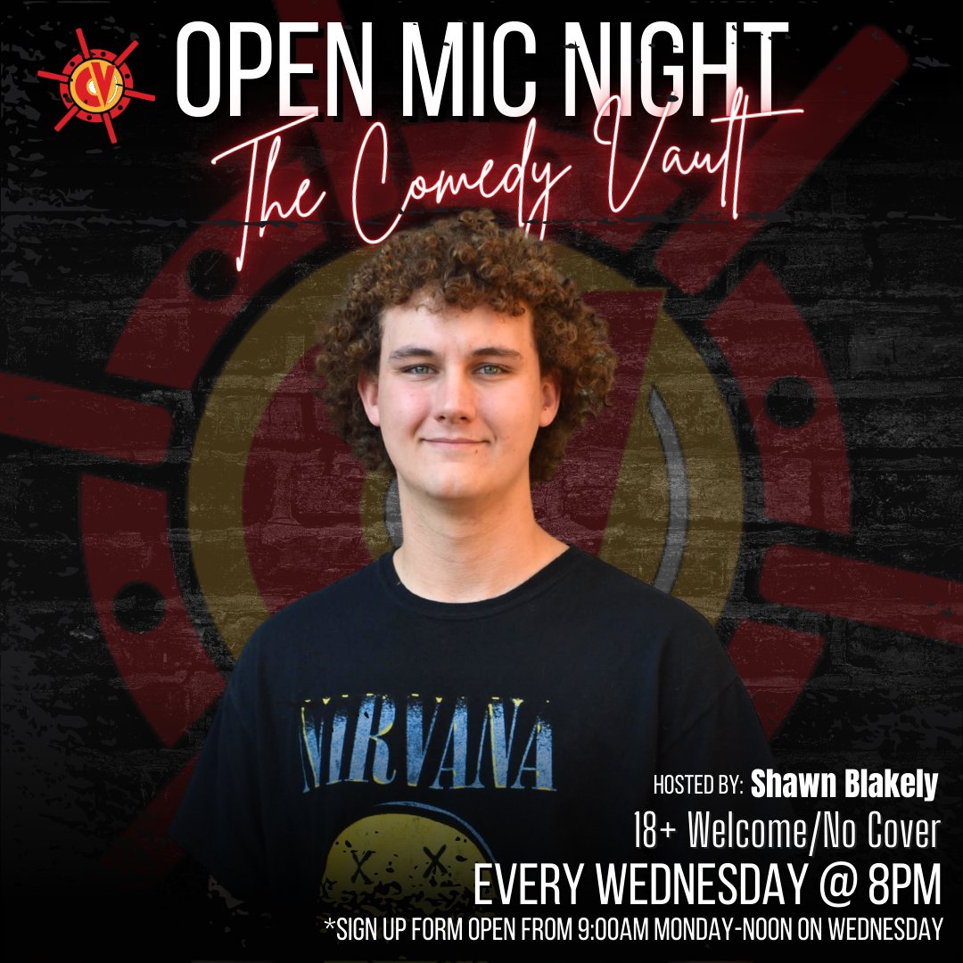 Don't be shy... come make us laugh😂 at this weeks Open Mic Night hosted by Shawn Blakely🎤.  
Sign up below!
comedyvaultbatavia.com

#Comedy #OpenMicNight #StandUp #ComedyVault