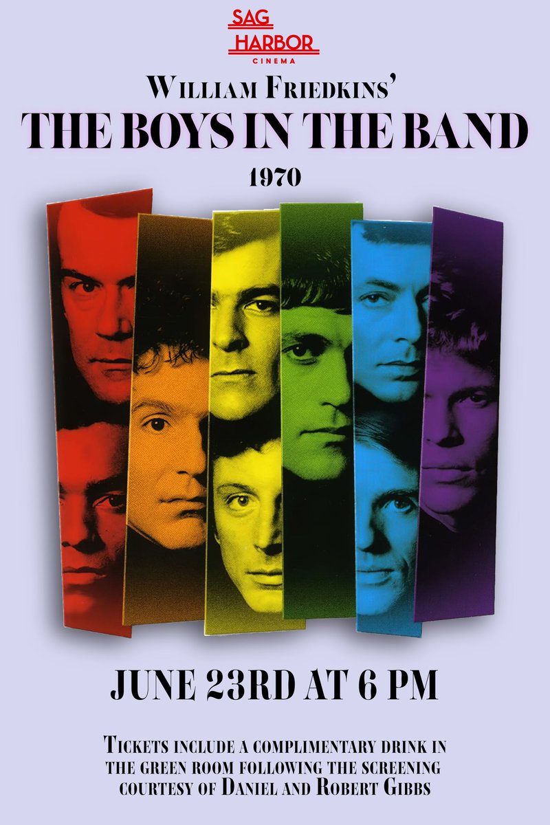 This Friday, we’ll be hosting a screening of THE BOYS IN THE BAND. Join us and get a complimentary drink on the third floor afterwards courtesy of Daniel and Robert Gibbs!