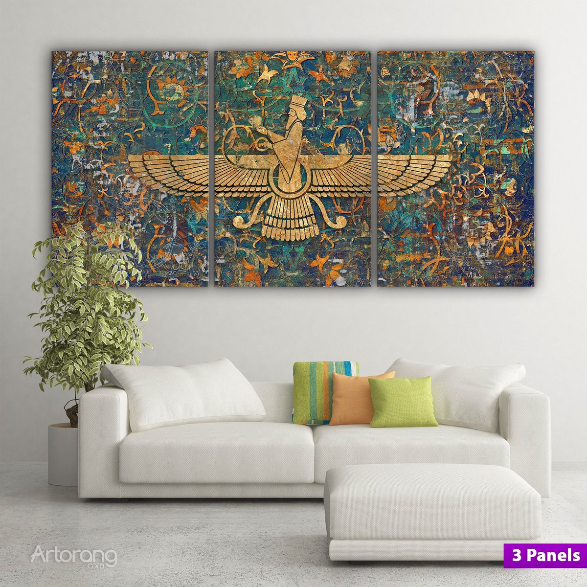 ArtorangCom's tweet photo. The #Faravahar symbol on Persian carpet canvas print wall art, The ancient Zoroastrian of Iran, multi panel canvas print, Persian home decor https://t.co/sCXbyNoKOT #bedroom #persianwallart #iranianart #persianhomedecor #iranianhomedecor #persiandesign #persianartwork https://t.co/o0LXYhrae1