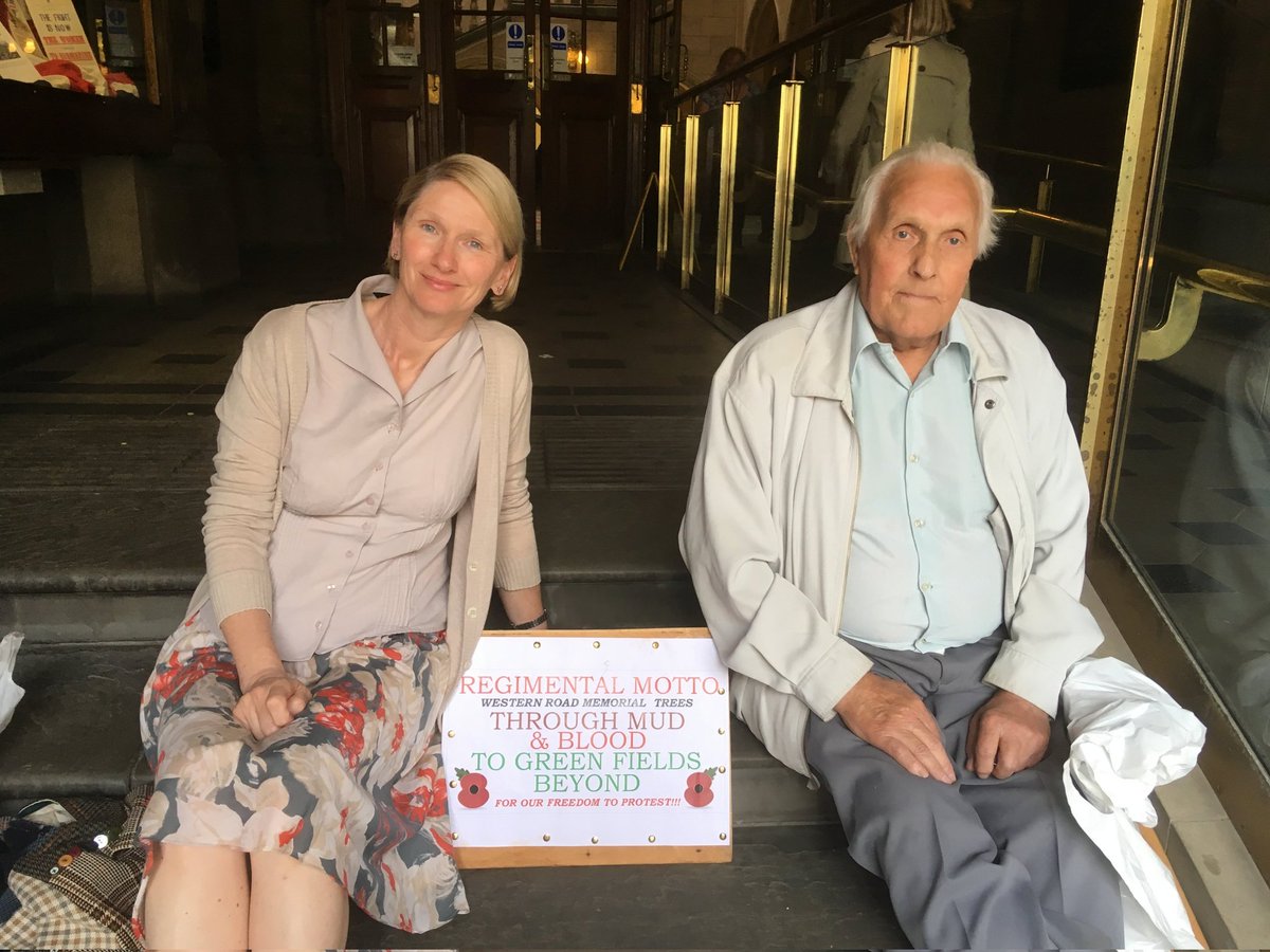 Today, as a full apology is finally dragged out of Sheffield Council for  conduct during the street tree felling  I am remembering the protesters who didn't live to see this day.

Amongst them Roy who sat outside the Town Hall for many weeks trying to protect WW1 memorial trees