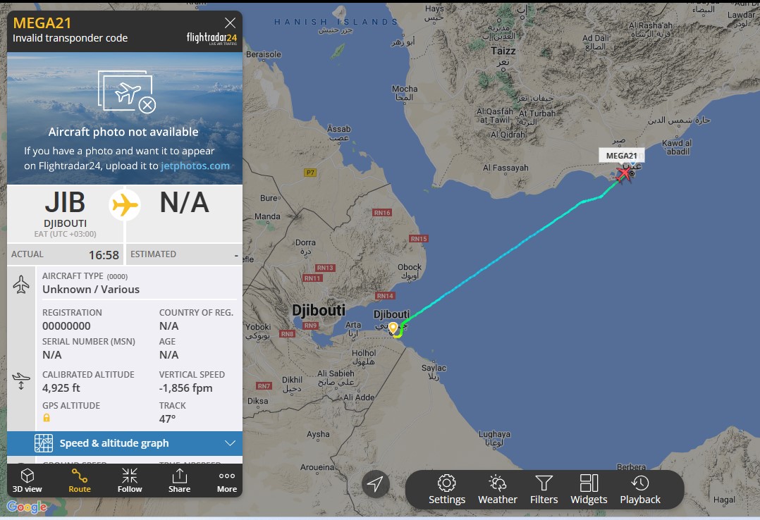 Laurent_Le_Bloa's tweet photo. #MEGA21 fm #Djibouti to #Aden #Yemen
#RACHT28 ISR U-28 DRACO fm #Lamu #Kenya to Djibouti. Last deployment was for monitoring #Somaliland #Puntland military situation
@RAbdiAnalyst @Abdi678 @0g_ontheground @OAbraar @Wild_JSL @_ngwata @YahyeSL @awkulmiyow @WajaaleMan
@VleckieHond https://t.co/Jo1hCLKBRd