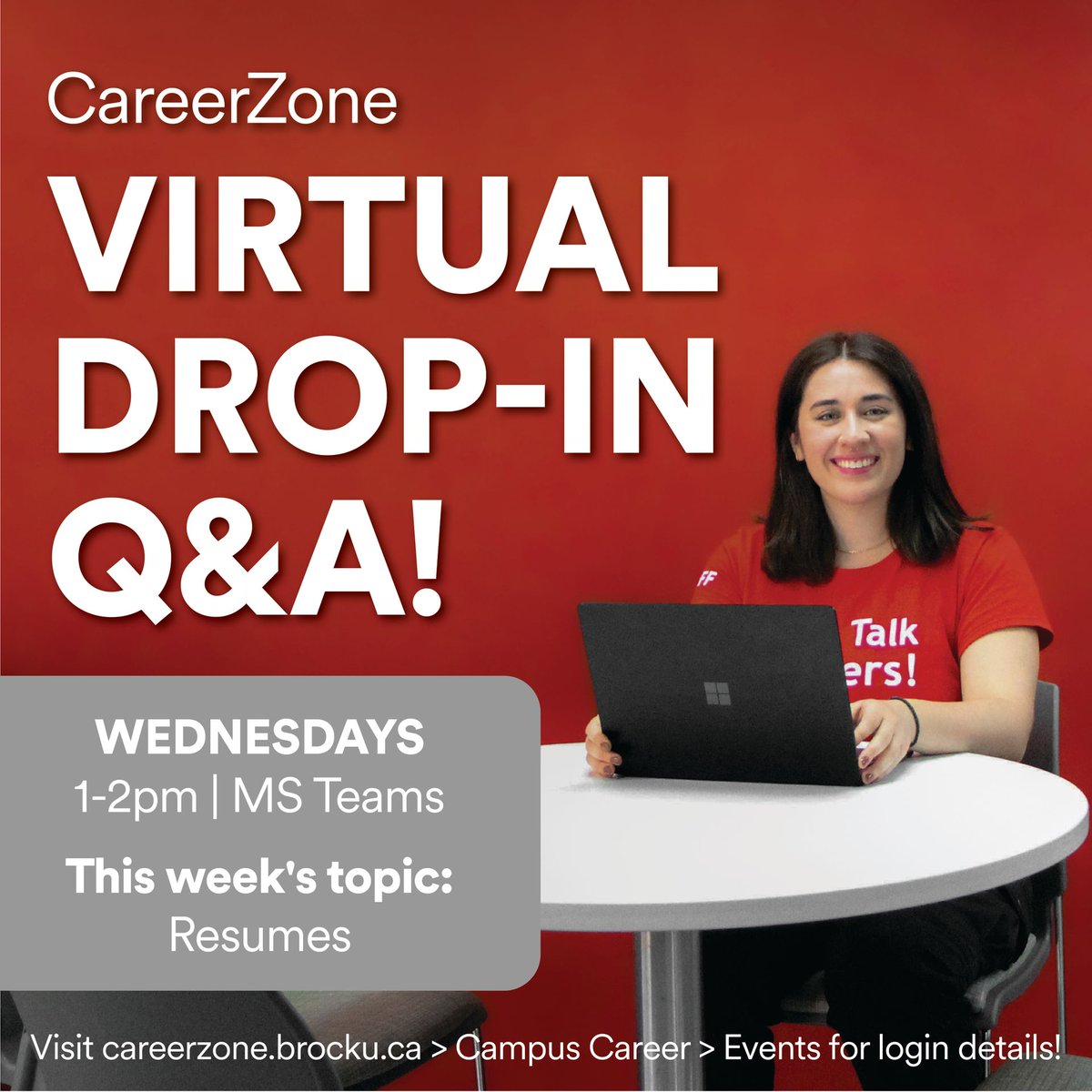 This Wednesday, drop-in between 1 and 2 p.m., to ask our Career Assistants any questions you may have about resumes! Find the link to join in our bio.