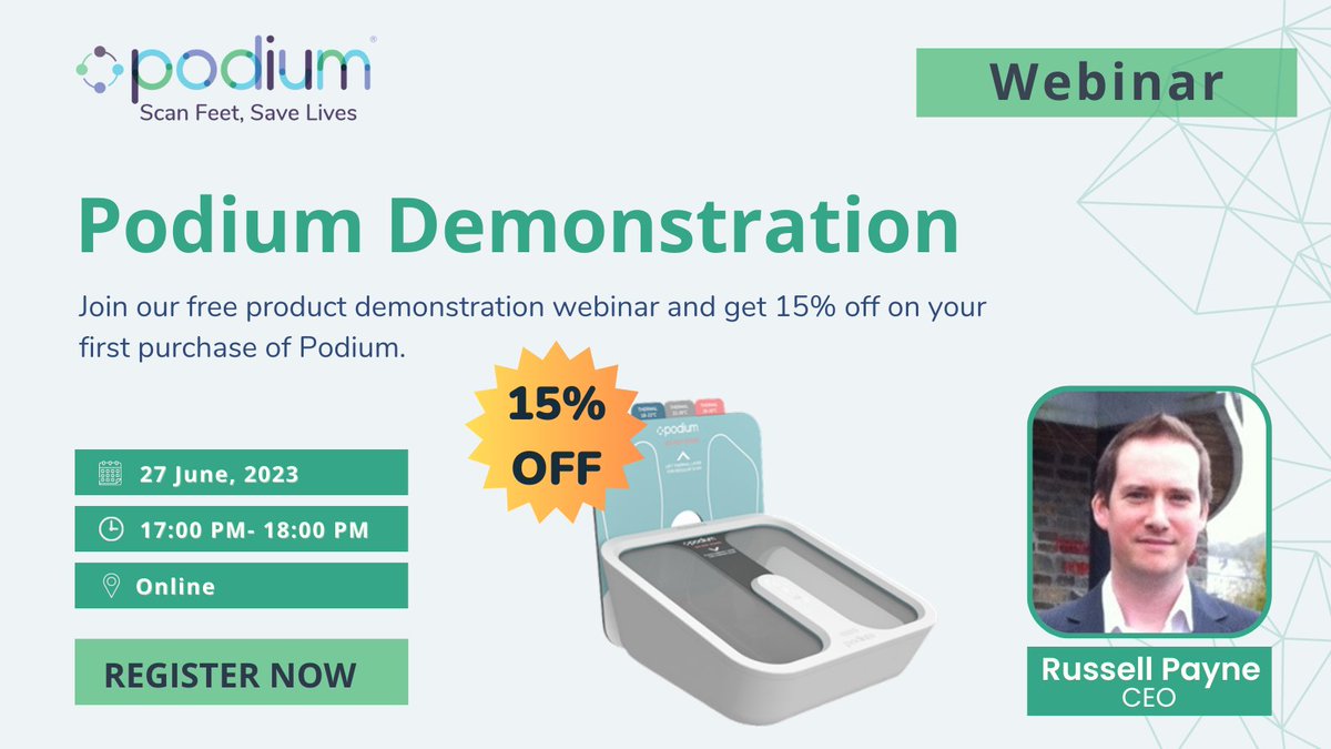 📢 Podium Webinar: One week to go!

Register now and get a chance to see the podium in action. #podium #savelimbssavelives

All our attendees will get 15% off on their first purchase of Podium. forms.gle/4TgCMgEUZvNmb5…

#webinar #medicaldevice #podiatrydevice #dfuprevention