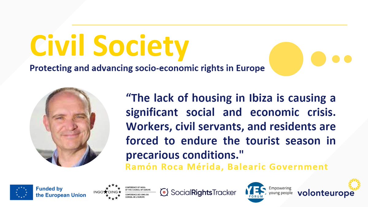Volonteurope's tweet photo. Ramón Roca Mérida, from Balearic Government, talks about the housing issues that has been witnessed in Ibiza and points out how we can solve that issue. https://t.co/mkmuxVoLJp