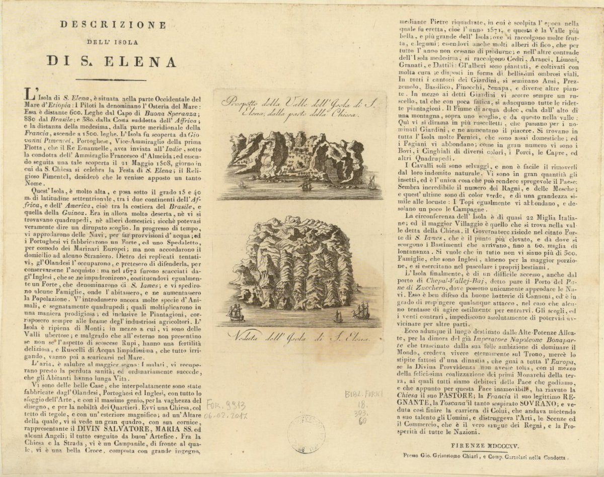 GaEstensi's tweet image. Indovinato il #quizmap? Se non ci siete riusciti niente paura, ecco il link per esplorare la carta, edita a Firenze Giovanni Grisostomo Chiari nel 1815: edl.cultura.gov.it/item/vmr90e3rwd 
😍✈️
Venite con noi... sull&apos;Isola di Sant&apos;Elena!