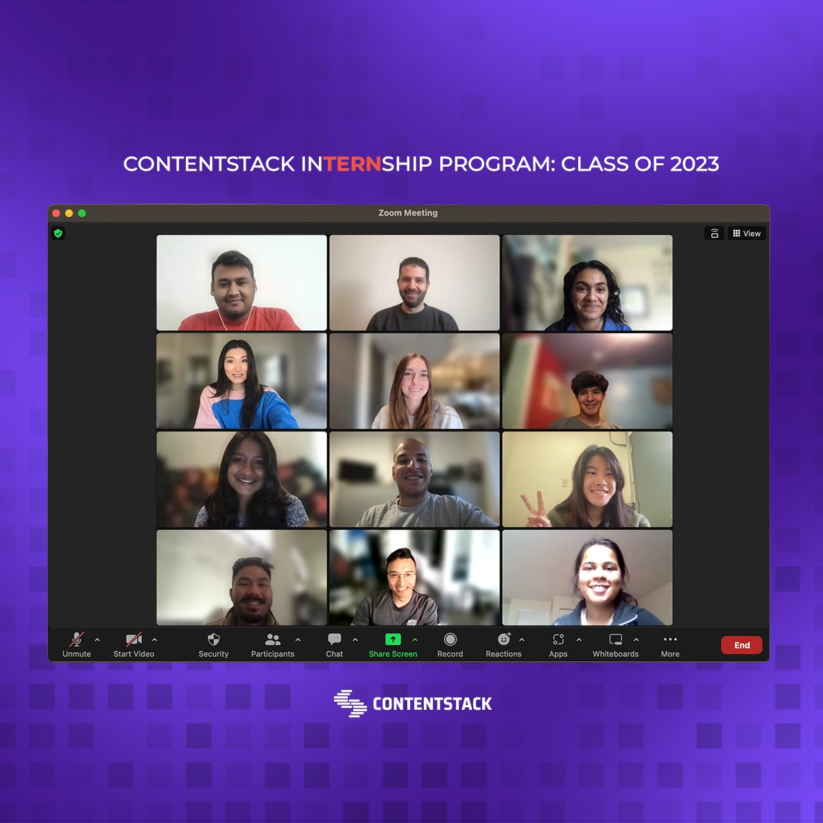 Contentstack's tweet image. Let&apos;s give a warm welcome to our #Intern Class of 2023!   

We can already tell it will be a summer to remember. 😎 #ContentstackInTERN #SummerInternship