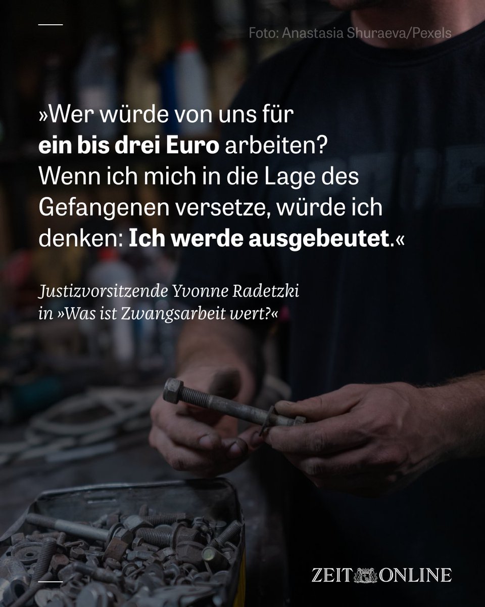 zeitonline's tweet image. #Zwangsarbeit ist in Deutschland illegal – außer im #Gefängnis. ZEIT-Autor Timo Stukenberg analysiert die Arbeitsbedingungen von Gefangenen. trib.al/ZT4Kk30