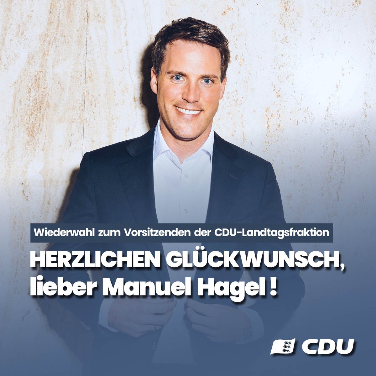 Wir gratulieren <a href="/HagelManuel/">Manuel Hagel</a> zur Wiederwahl zum Vorsitzenden der <a href="/CDU_FraktionBW/">CDU-Landtagsfraktion Baden-Württemberg</a>! 🚀

Wir wünschen viel Erfolg und Gottes Segen!