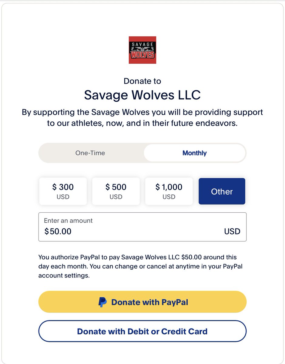 Several people have asked about a monthly subscription option at Savage Wolves and the answer is Yes. Every $50/month member will receive a call from a Savage Wolf. Once you’ve reached $500 in donations you’ll get the perks of an Alpha Wolf Membership. bit.ly/3Pmtf0h