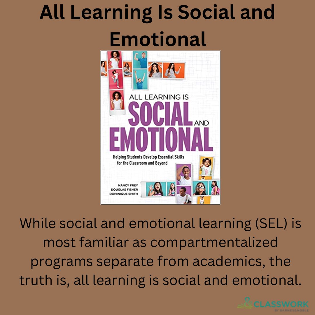 bn_classwork's tweet photo. @10publications @mssackstein We're a day late for #PDMonday but we're excited about this book! All Learning is Social and Emotional , written by some of our fav authors that show how an integrated SEL approach can help your students build essential skills that will serve them in the classroom and their lives https://t.co/M1XHdrWG3p