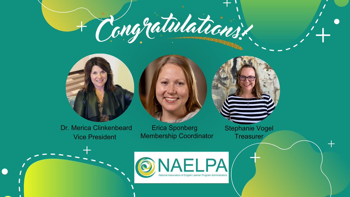 Congratulations to our new executive board members,
<a href="/DrMericaClink/">Merica Clinkenbeard, Ed.D.</a>, Erica Sponberg and Stephanie Vogel! We looking forward to working with each of you. #thevoiceformls #naelpa