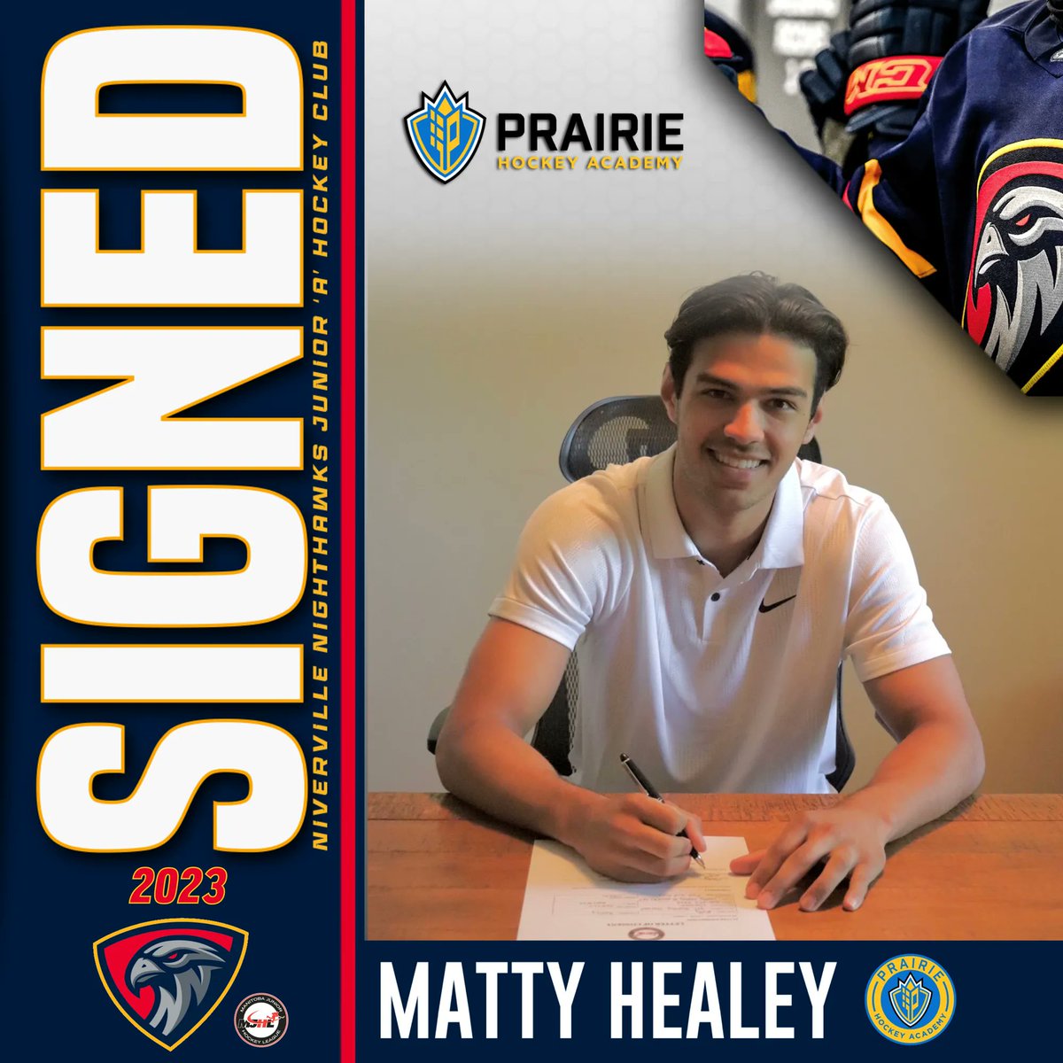 Signing Alert!! The Nighthawks have signed Matty Healey of the Prairie Hockey Academy, U18 Prep Program. Welcome to the flock Matty! #theMJ #TakeFlightMJ