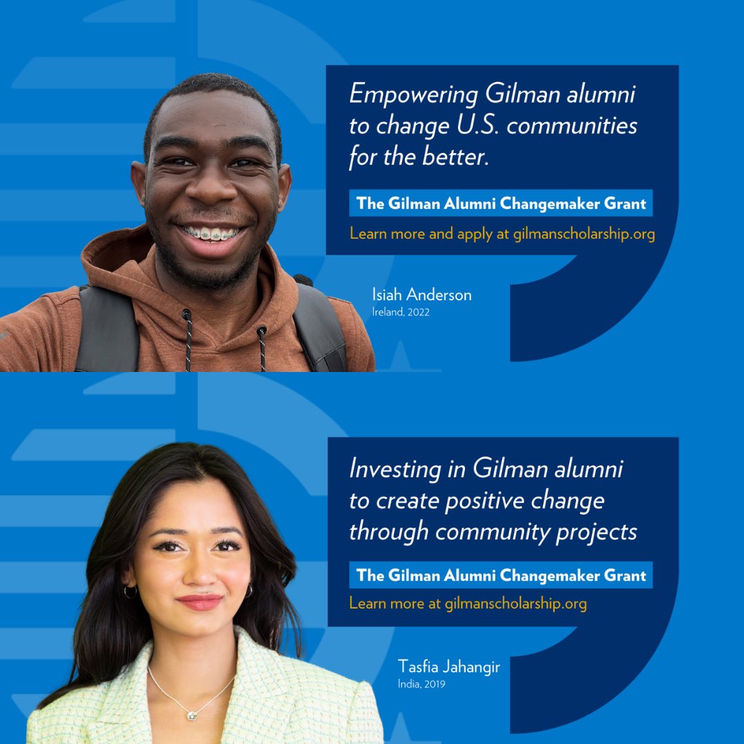 The Gilman Alumni Changemaker Grant seeks to empower passionate Gilman Alumni who are dedicated to making a change in their communities. Come join us to learn more about the Gilman Alumni Changemaker Award and have your questions answered by a Gilman Program representative!