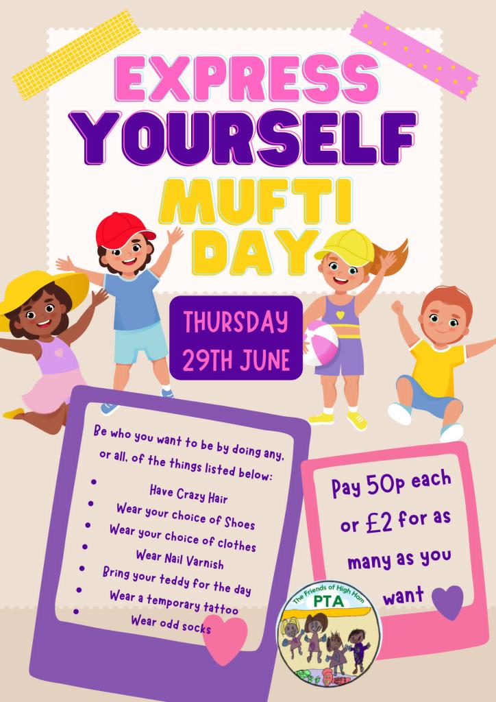 PTAHighHam's tweet photo. Mufti Day next Thursday, followed by an INSET day on Friday! https://t.co/lHbNaf3qLX