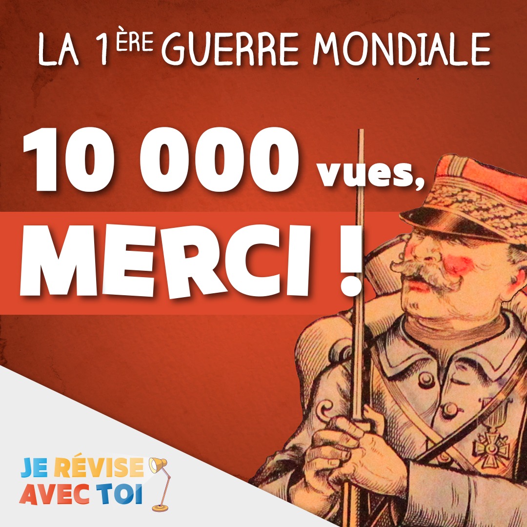 JeReviseAvecToi's tweet photo. 🥇 Vous êtes plus de 10 000 à avoir regardé notre vidéo sur la 1ère guerre mondiale, MERCI !
🪖 Pour (re)découvrir ce conflit mondial qui mobilisa tant les soldats que les civils, cliquez sur ce lien : https://t.co/yNGuLrbACK
👉 Accédez à nos vidéos : https://t.co/SE7Zw9L38U https://t.co/ne9LqHP0XT