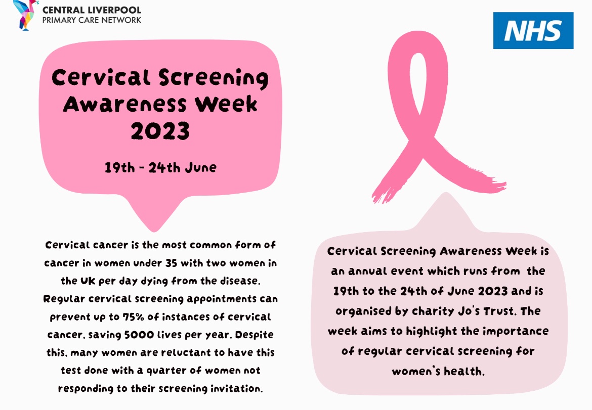 This week from 19th - 24th June is #CervicalScreeningAwarenessWeek! When diagnosed, cervical cancer is one of the most successfully treatable forms of cancer, as long as it is detected early and managed effectively. Make sure to attend your screenings when invited!