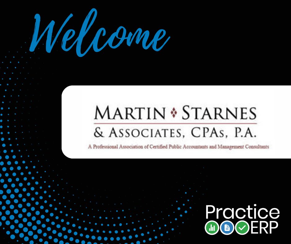 ErpPractice's tweet image. We are excited to welcome Martin Starnes &amp;amp; Associates, CPAs, P.A. to PracticeERP! 👏

We look forward to celebrating the continued success of your team. #erpsimplified