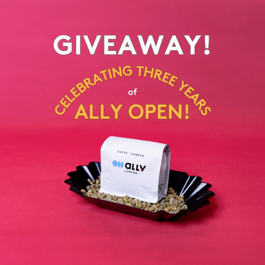 Giveaway!

As part of our Ally Open third birthday celebration, we're ecstatic to expand the coffee roasting world with a giveaway on our Instagram in collaboration with Hive Roaster and Brewista!

Visit our IG for all of the details and to enter!
bit.ly/3bBVpjy
