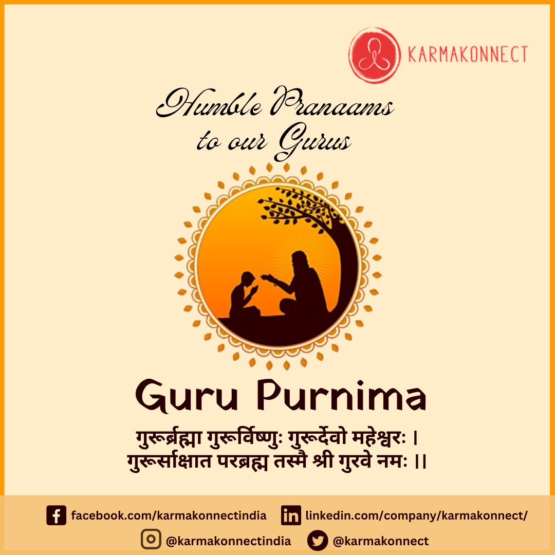 KarmaKonnect's tweet photo. On the auspicious occasion of Guru Purnima, @KarmaKonnect extends its warmest wishes to everyone. May the divine grace of our Gurus inspire us to work relentlessly for universal welfare. 
#HappyGuruPurnima
#GuruPurnima2023
#GoodKarma https://t.co/9Y3sVlZX99