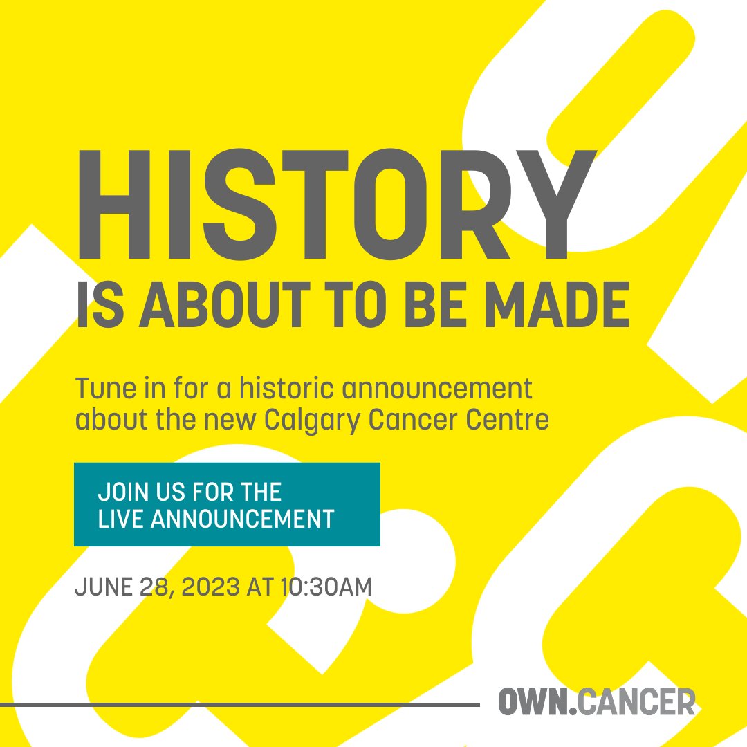 History is about to be made! Save the date - June 28 - for a historic announcement about the new Calgary Cancer Centre. Join us virtually as we reveal the news that will shape the future of cancer care in Alberta and beyond. Stay tuned! #albertacancer #owncancer