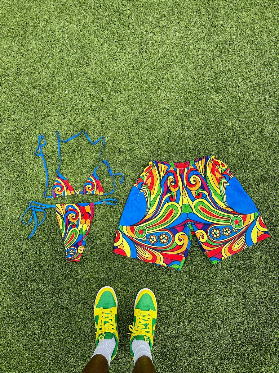 _iamcarefree's tweet photo. His &amp; Hers Disco Swim Set 🎨🕺🏾
https://t.co/WcpNQ6R9ce https://t.co/d46n95Eu3h