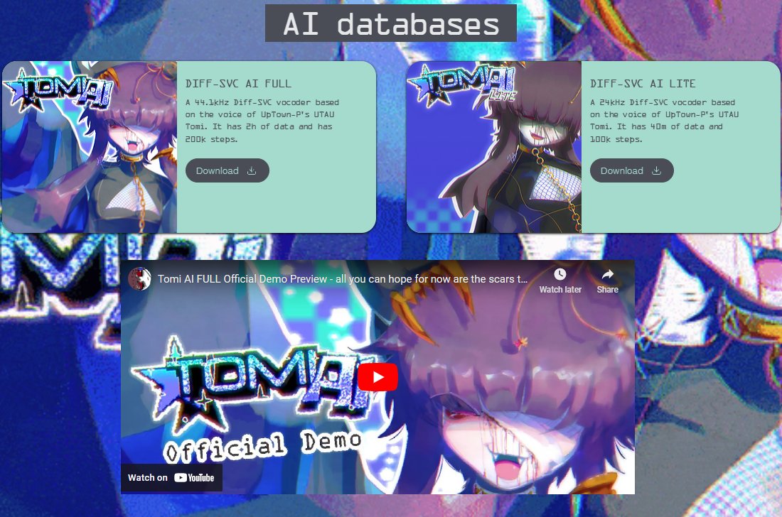 VoiceFace_Team's tweet photo. 💫 Tomi AI has finally released!
To download, please visit Tomi's page on the VoiceFace website and scroll down the AI databases section where you will be able to download the FULL and LITE vocoders for Diff-SVC (^◡^) !
~ More information below 💕
#voiceface #diffsvc #utau https://t.co/hsxaRdmlk7